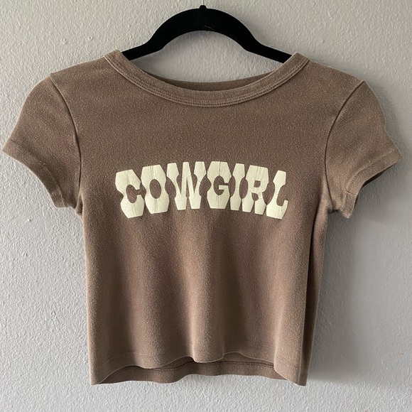 Brandy Melville Tops - Brandy Melville brown Ashlyn cowgirl crop top